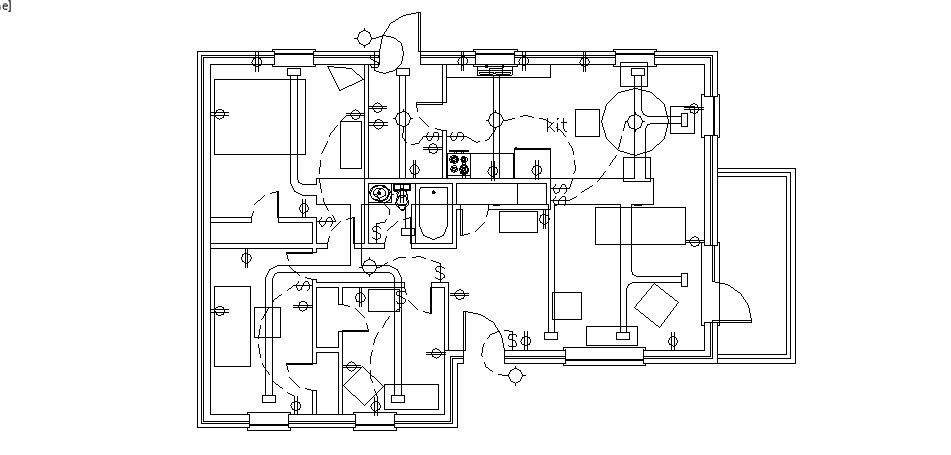 Floor plan of house 40' x 29' with detail dimension in dwg file