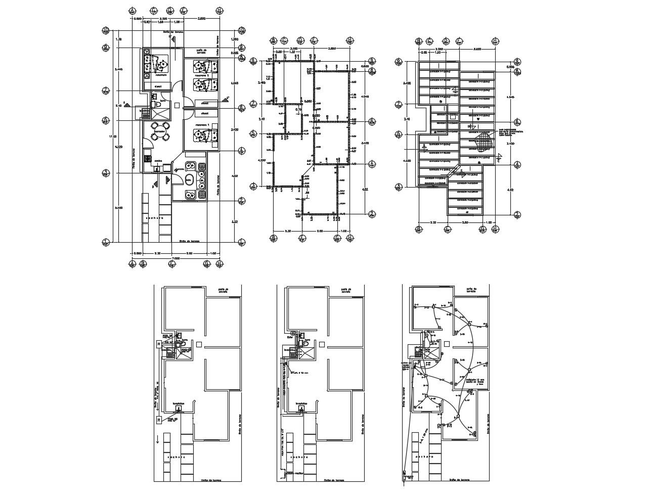 Floor plan of house 7.00mtr x 17.00mtr with detail dimension in dwg file
