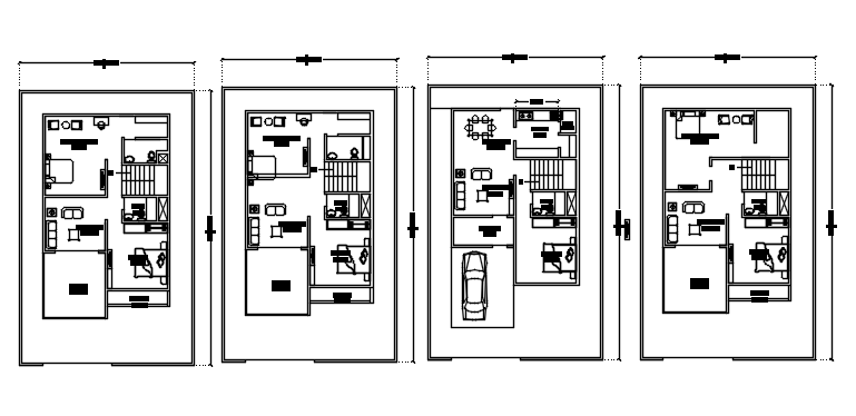 Floor plan of house design with furniture details in AutoCAD