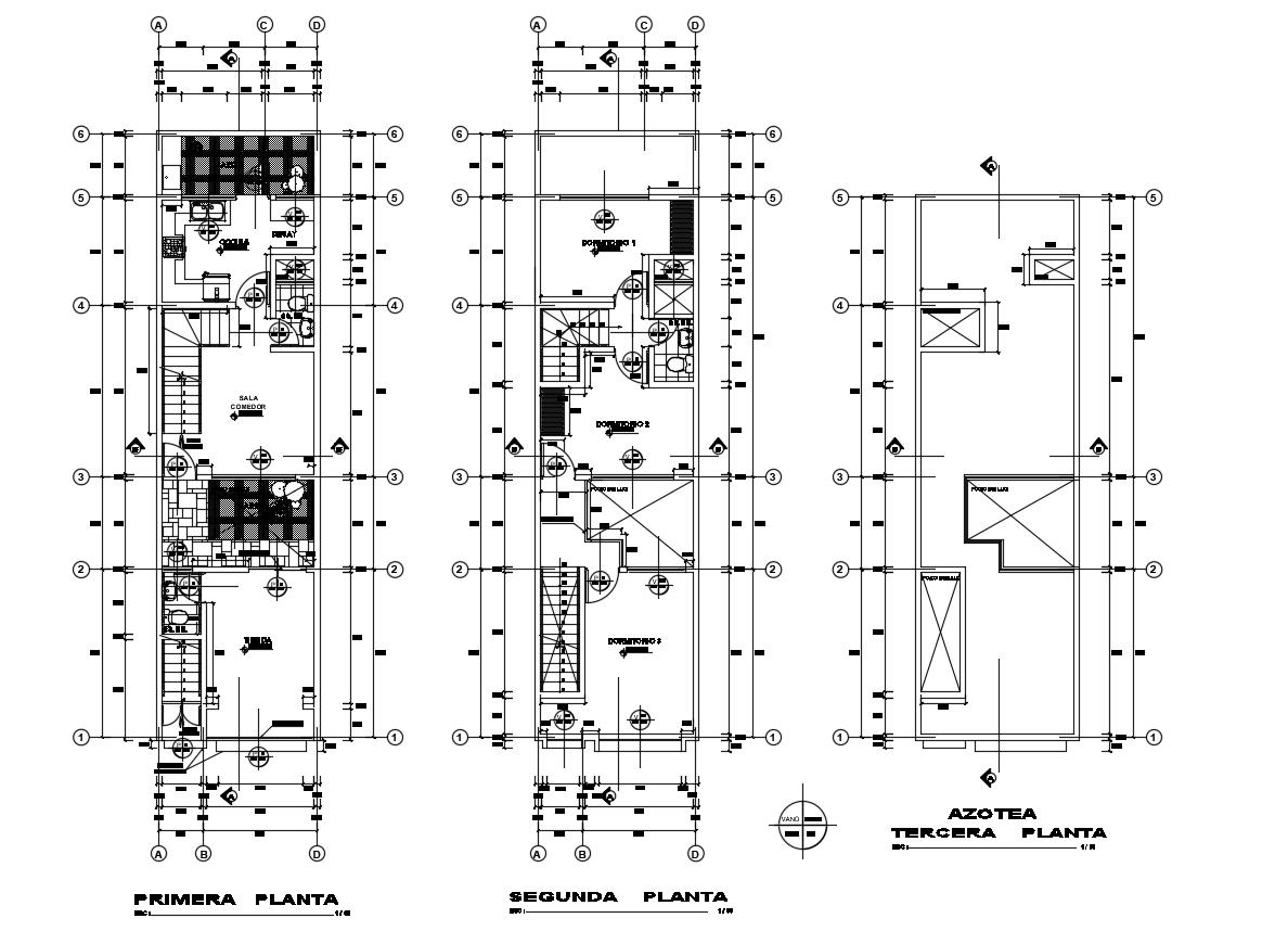 Floor plan of house with architecture view dwg file