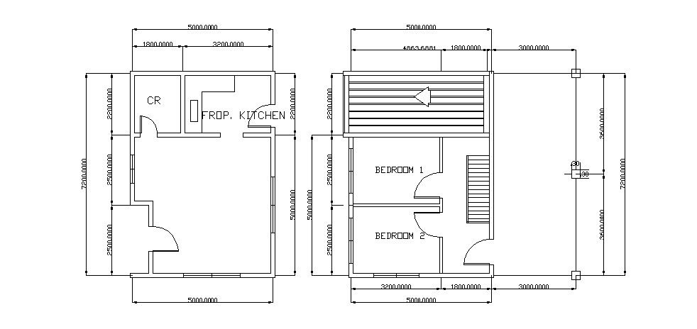 Floor plan of house with detail dimension in dwg file 