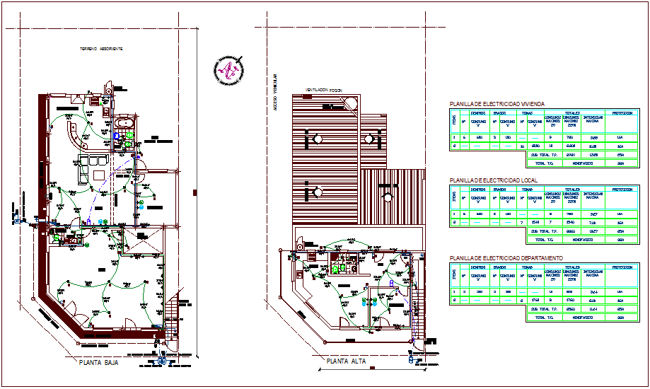 Floor plan of house with electrical installation view with its legend dwg file