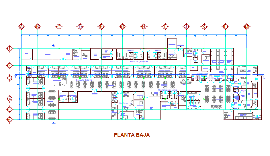 Floor plan of low view for clinic dwg file