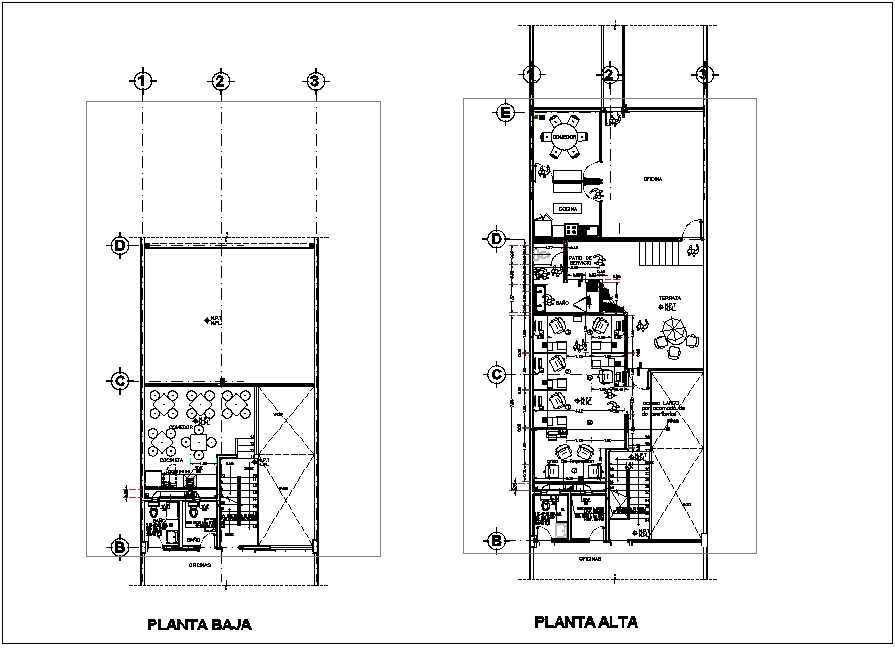 Floor plan of office with modification view dwg file