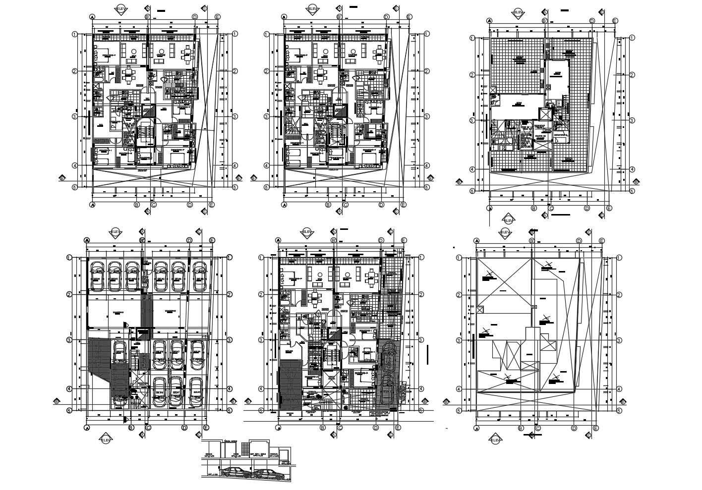Floor plan of residential apartment  17.30mtr x 21.10mtr with detail dimension in dwg file