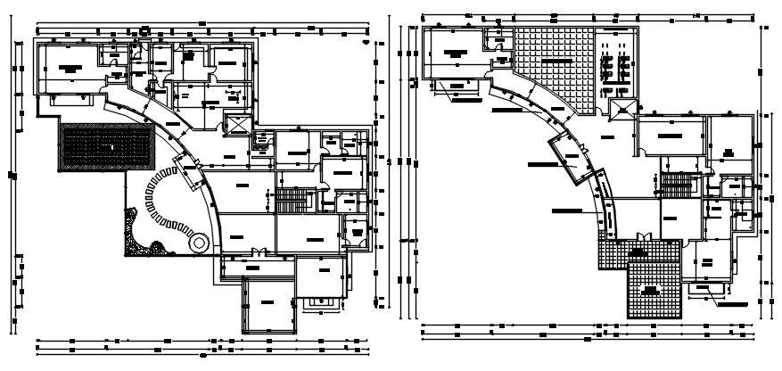 Floor plan of residential building 47.09mtr x 45.26mtr with detail dimension in AutoCAD