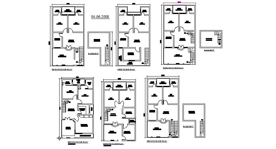 Floor plan of residential house 27'00'' x 50'0'' with detail dimension in dwg file