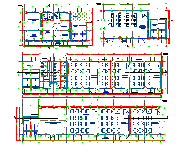 Floor plan of school with classroom view dwg file