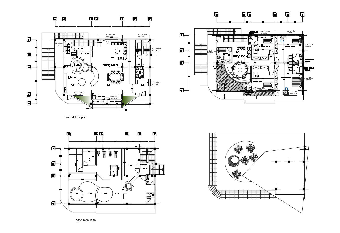 Floor plan of the bungalow with detail dimension in AutoCAD