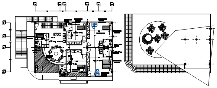 Floor plan of the bungalow with detail dimension in AutoCAD