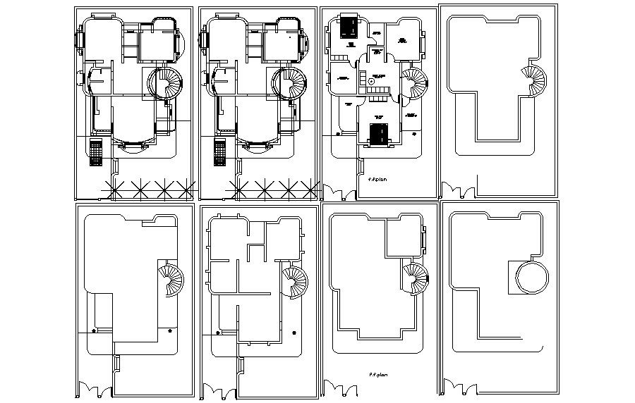 Floor plan of the bungalow with furniture details in AutoCAD