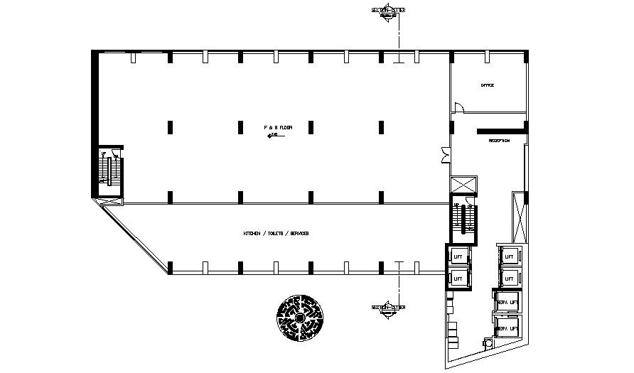 Floor plan of the hotel with detail dimension in dwg file