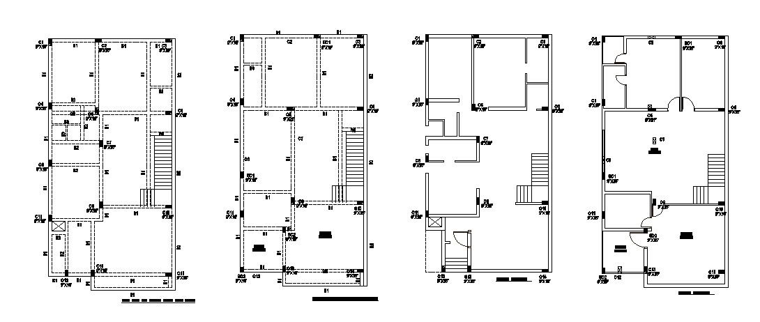 Floor plan of the house with detail dimension in dwg file