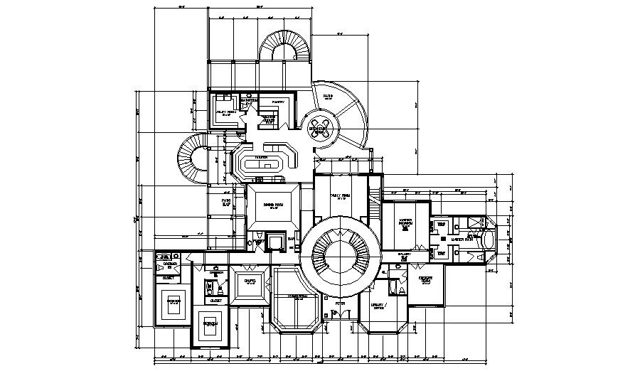Floor plan of the residential bungalow in dwg file