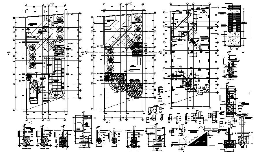 Floor plan of the restaurant with detail dimension in dwg file