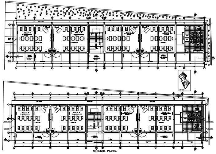 Floor plan of the school building with detail dimension in AutoCAD