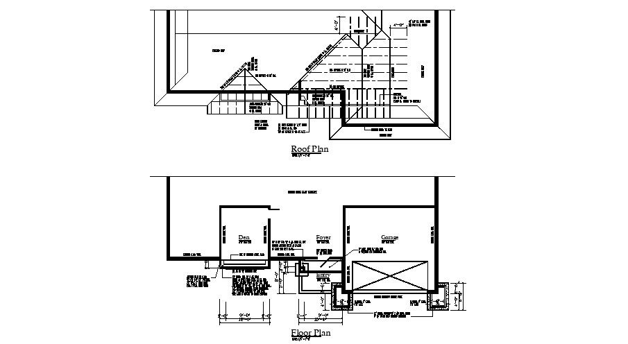 Floor plan of the single family house with detail dimension in dwg file