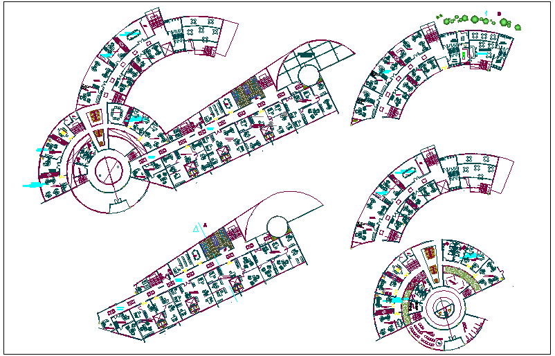 Floor plan view of government building dwg file