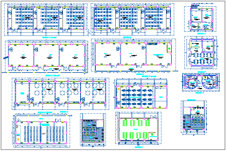 Floor plan with door and window detail of collage dwg file