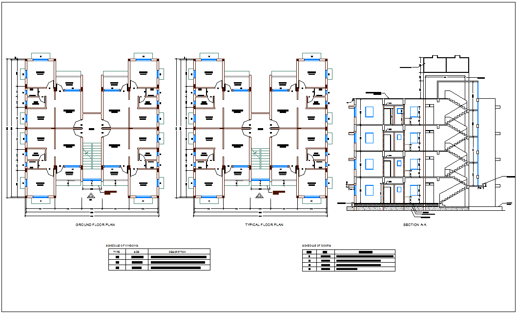 Floor plan with elevation with view of apartment dwg file