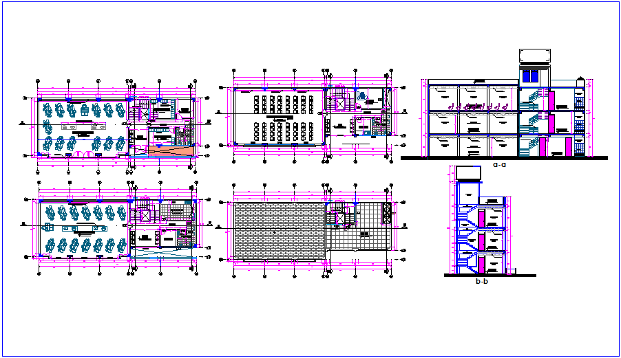 Floor plan with section view of dental clinic dwg file