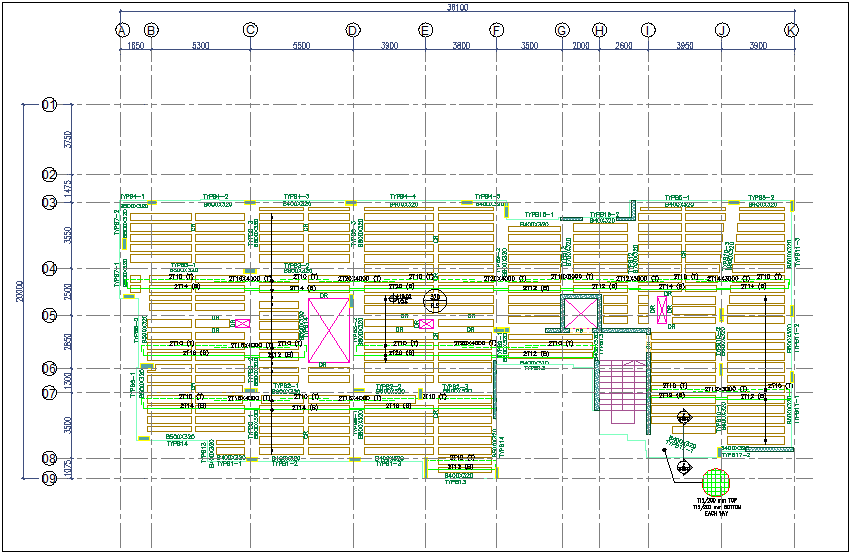 Floor plan with structural view dwg file