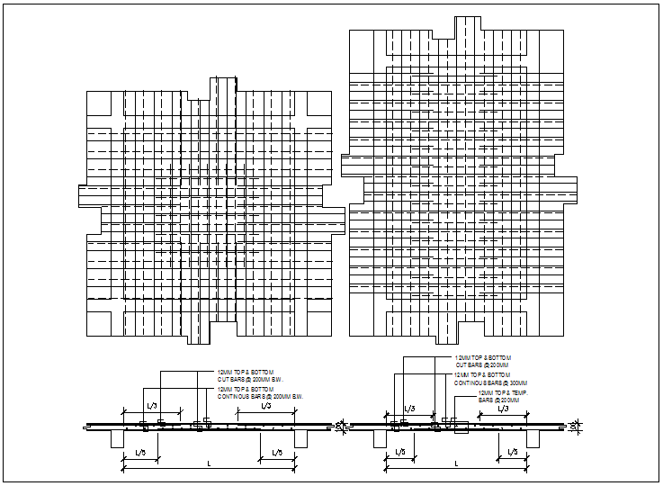 Floor slab and beam connection plan view detail dwg file