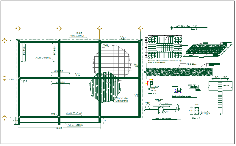 Floor slab structure detail and specifications detail view dwg file