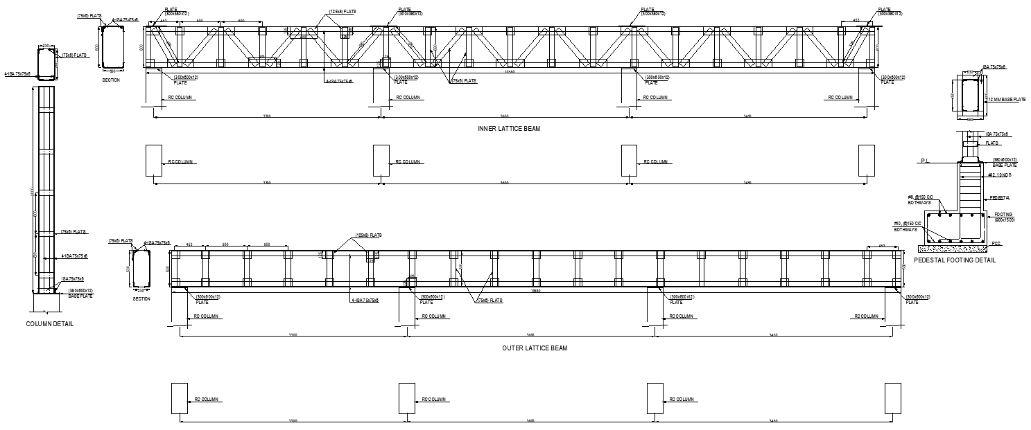 Floor Beam Layout Details AutoCAD DWG File