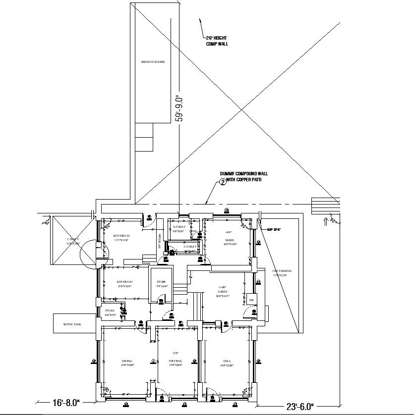Detailed House Floor Plan Drawing in AutoCAD Format