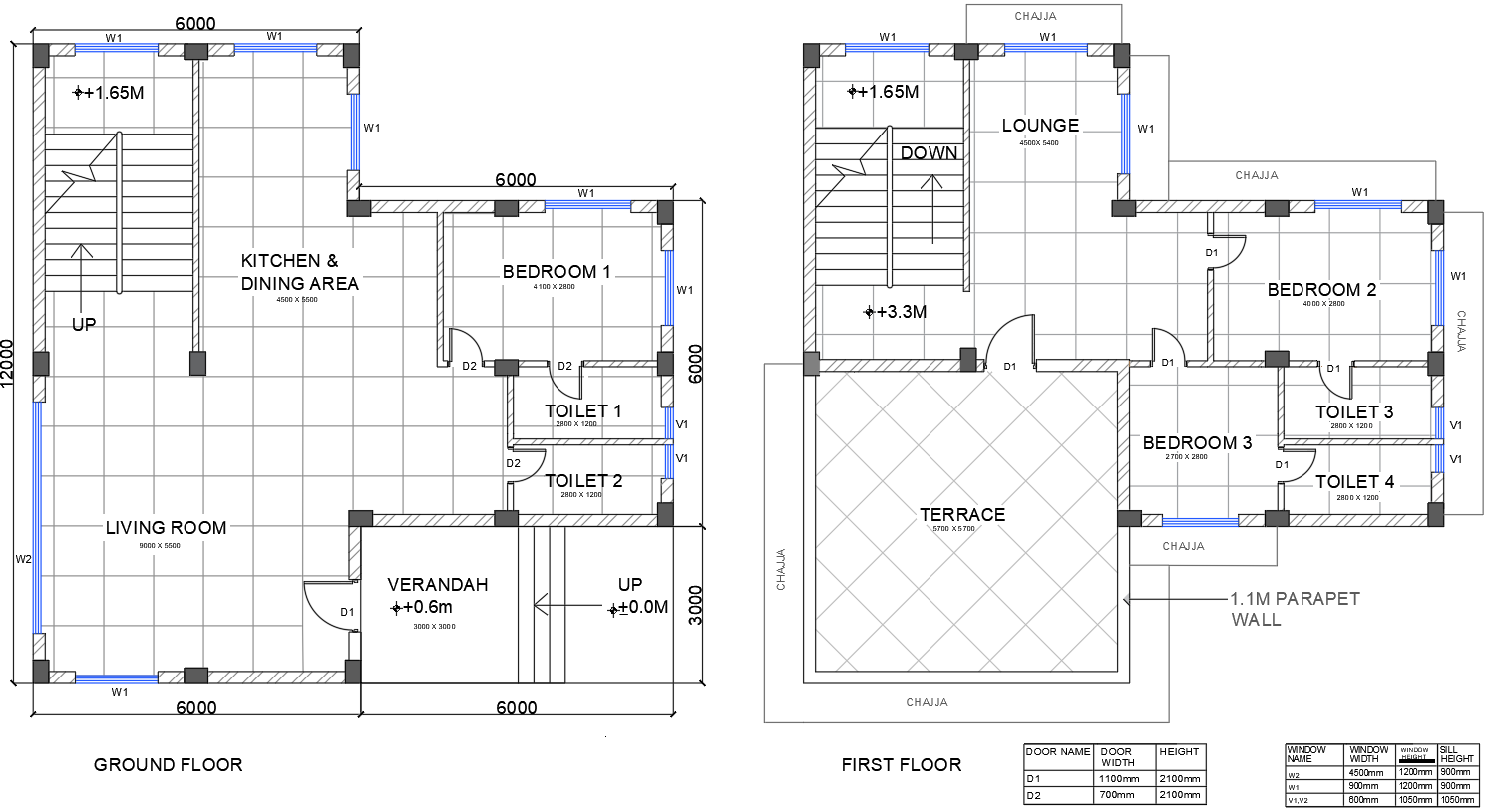 3BHK Floor Plan in AutoCAD Format with Complete Detail