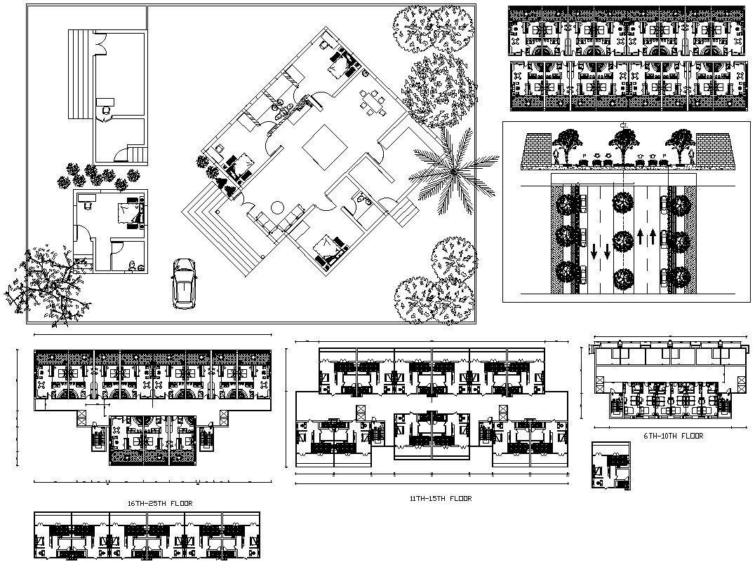 Floor Plan of Apartment Building DWG AutoCAD file