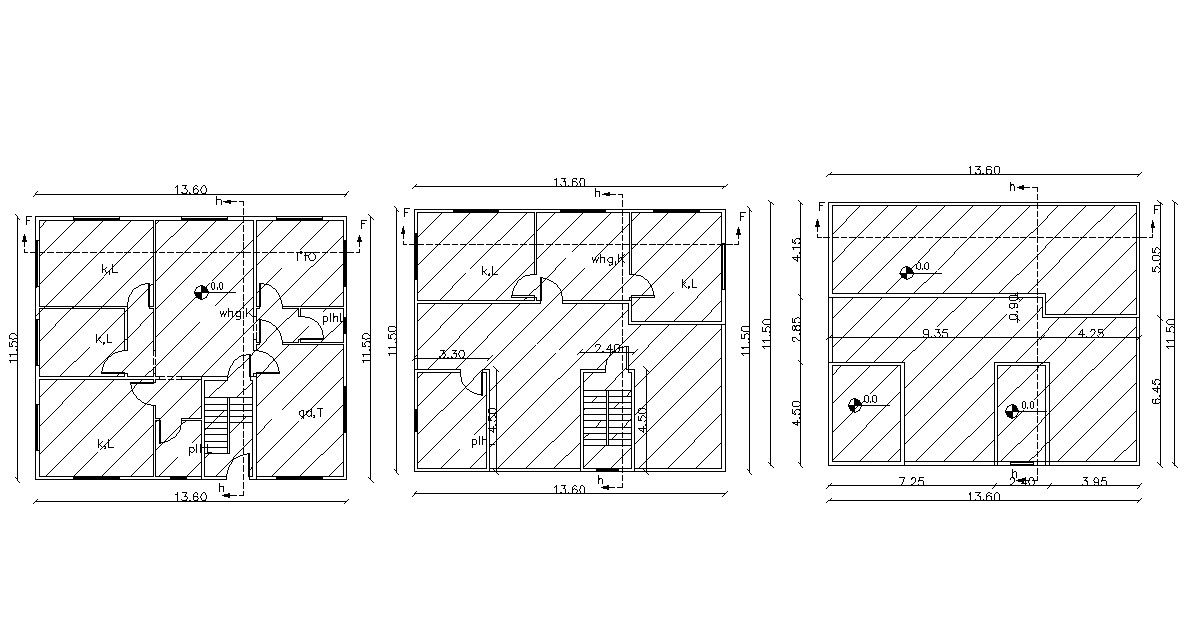 Floor Plans Of Huge Bungalow With Working Dimension DWG File