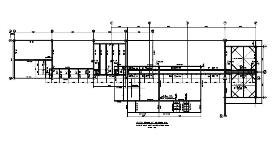 Floor beams section details are provided in this AutoCAD DWG drawing. Download the AutoCAD 2D DWG file.