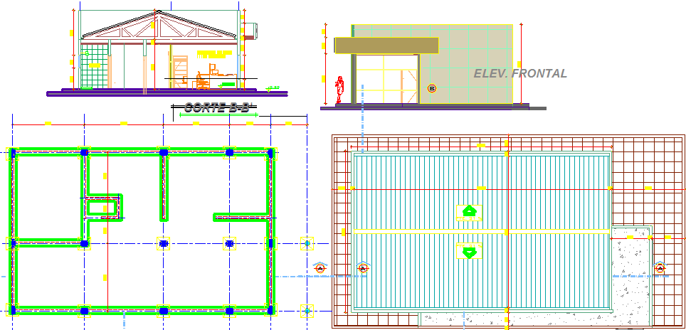Flooring layout and elevation design of office dwg file