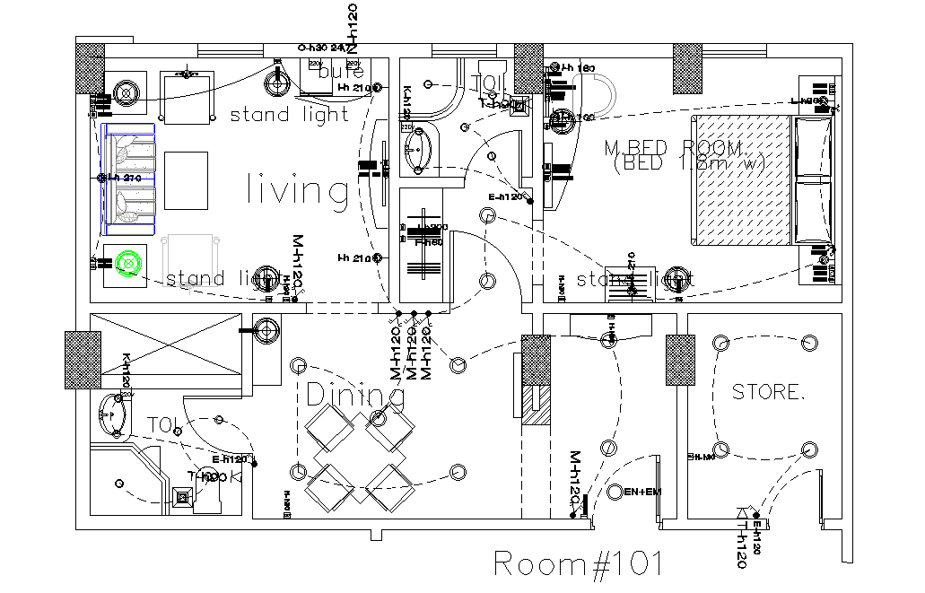 Floor plan detail drawing of the apartment stated in this AutoCAD file. Download the AutoCAD file.