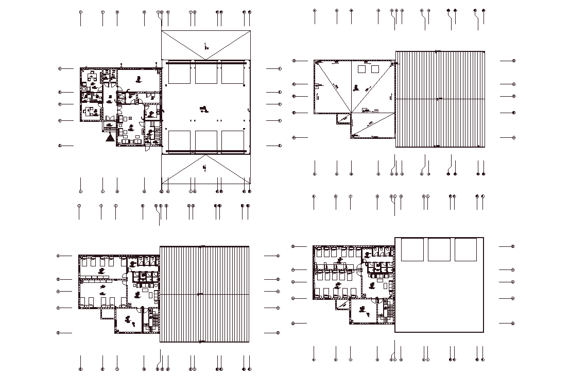 Floor plan of G+2 Hostel Building, Download DWG CAD file.