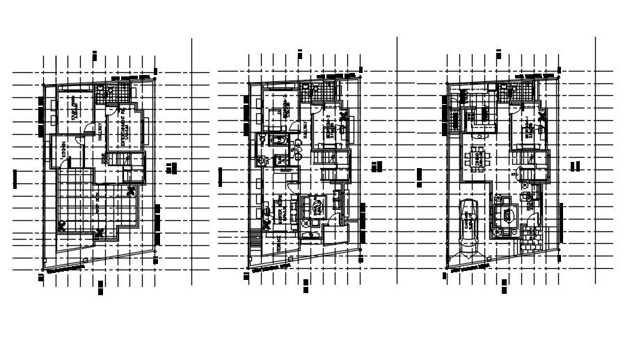 Floor plan of G+2 story house in AutoCAD 2D drawing, dwg file, CAD file