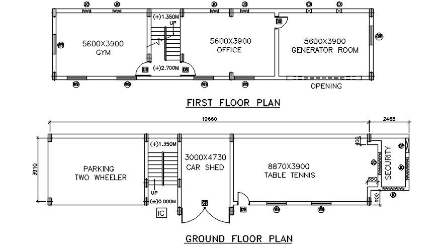 Floor plan of School main building and Auditorium. Download AutoCAD 2D file.