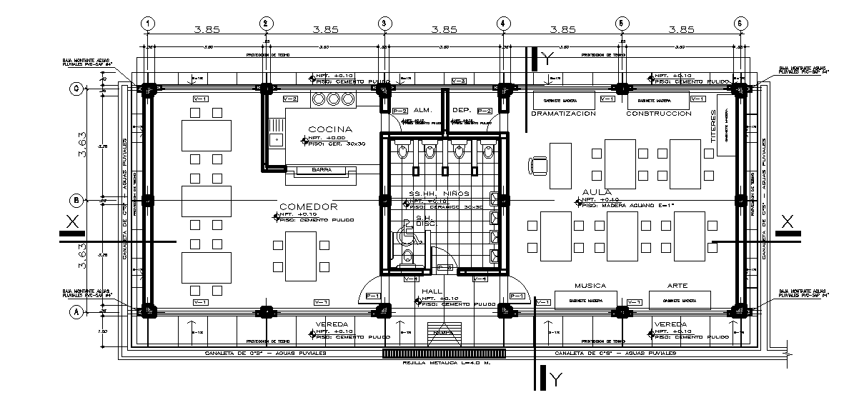 Floor plan of college building is given in this Autocad drawing file. Download the Autocad DWG file.
