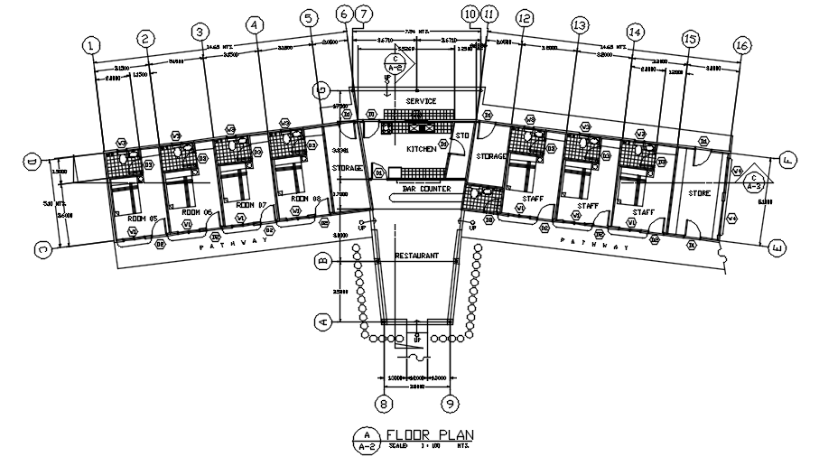 Floor plan of resort in detail AutoCAD drawing, dwg file, CAD file
