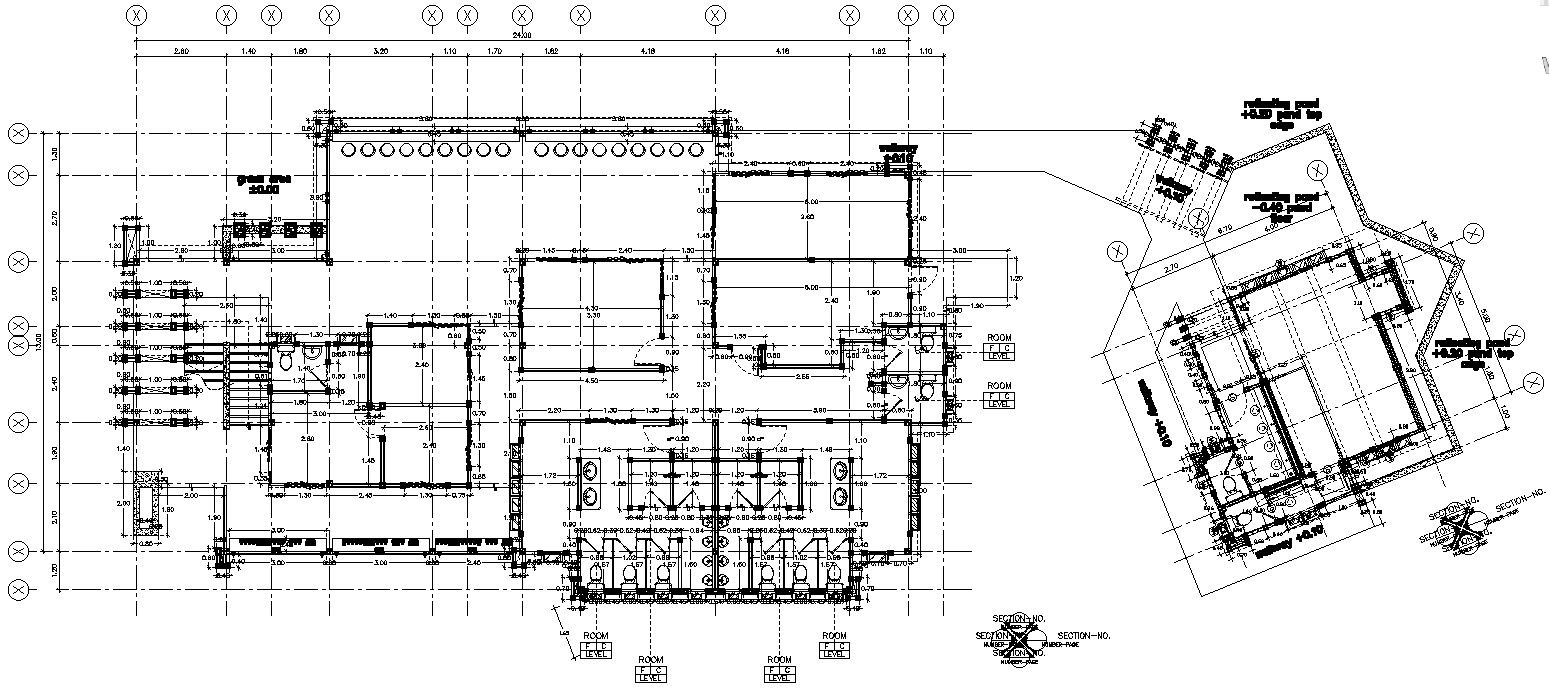Floor plan of restaurant with detail AutoCAD drawing, CAD file, dwg file