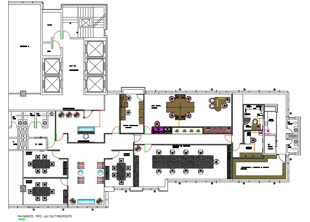 Floor plan of the Office building,Download the DWG file.