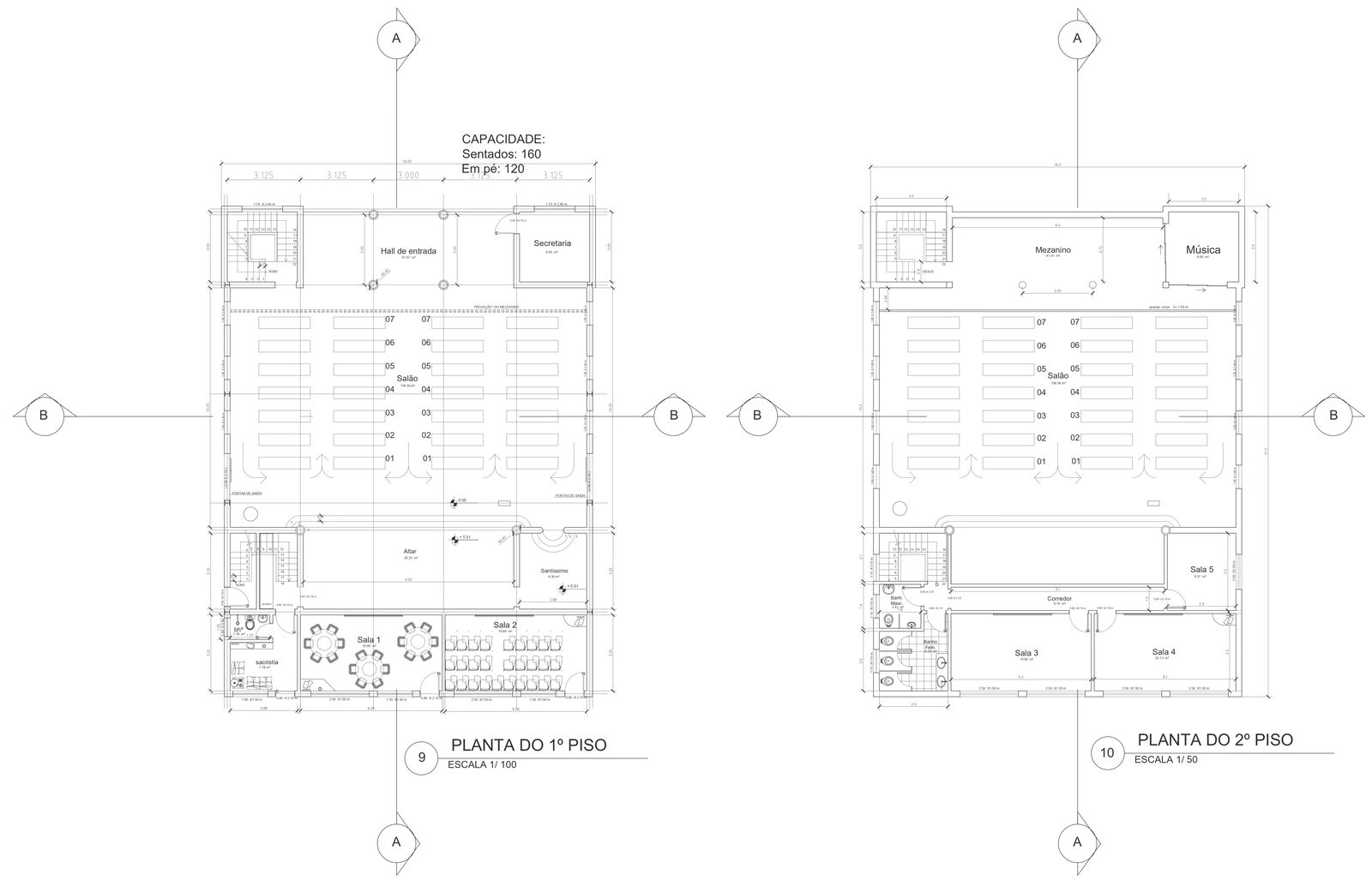 Floor plan of the church in scale DWG AutoCAD drawing