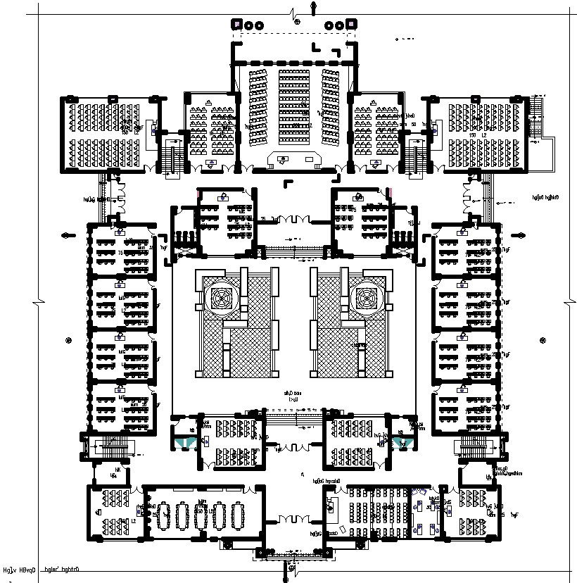 Floor plan of university with detail AutoCAD drawing