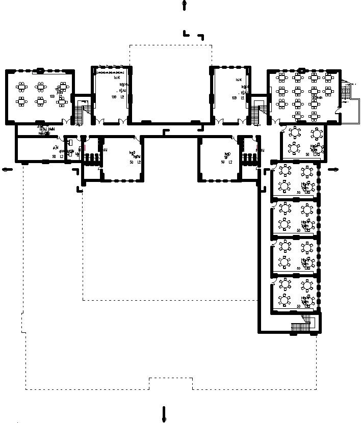 Floor plan of university with interior details AutoCAD drawing
