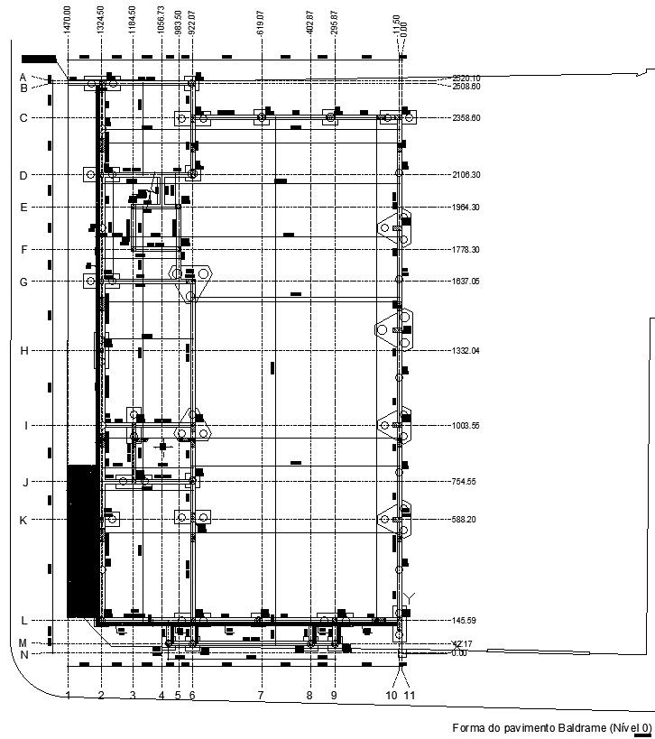 Floor plan with pillar details in AutoCAD, dwg file.