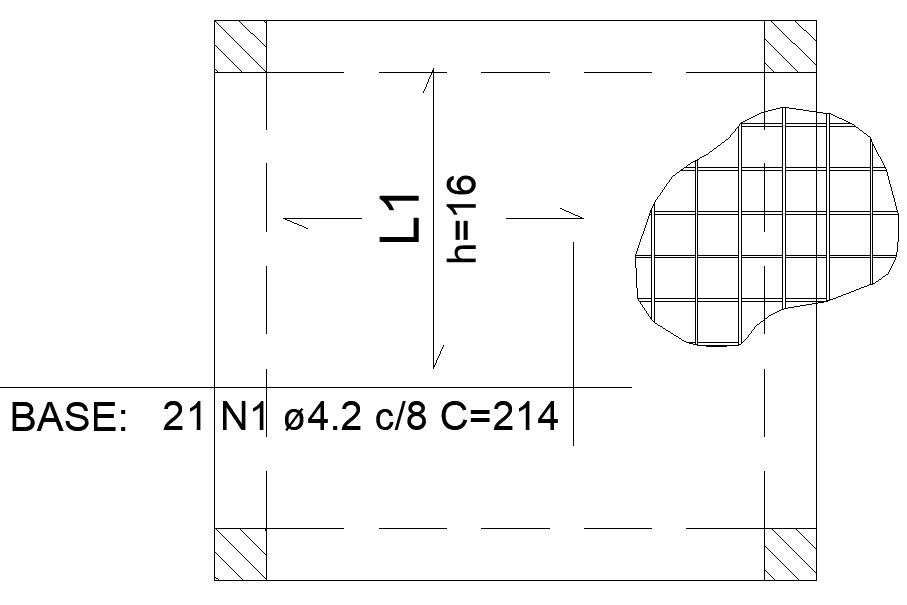 Floor raft upper frame Nivel_-110 details in AutoCAD, dwg file.