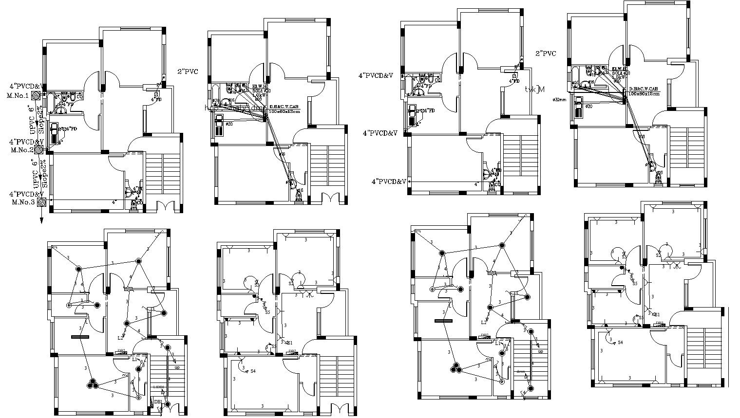 Floors Plan And Electrical plumbing design AutoCAD DWG File