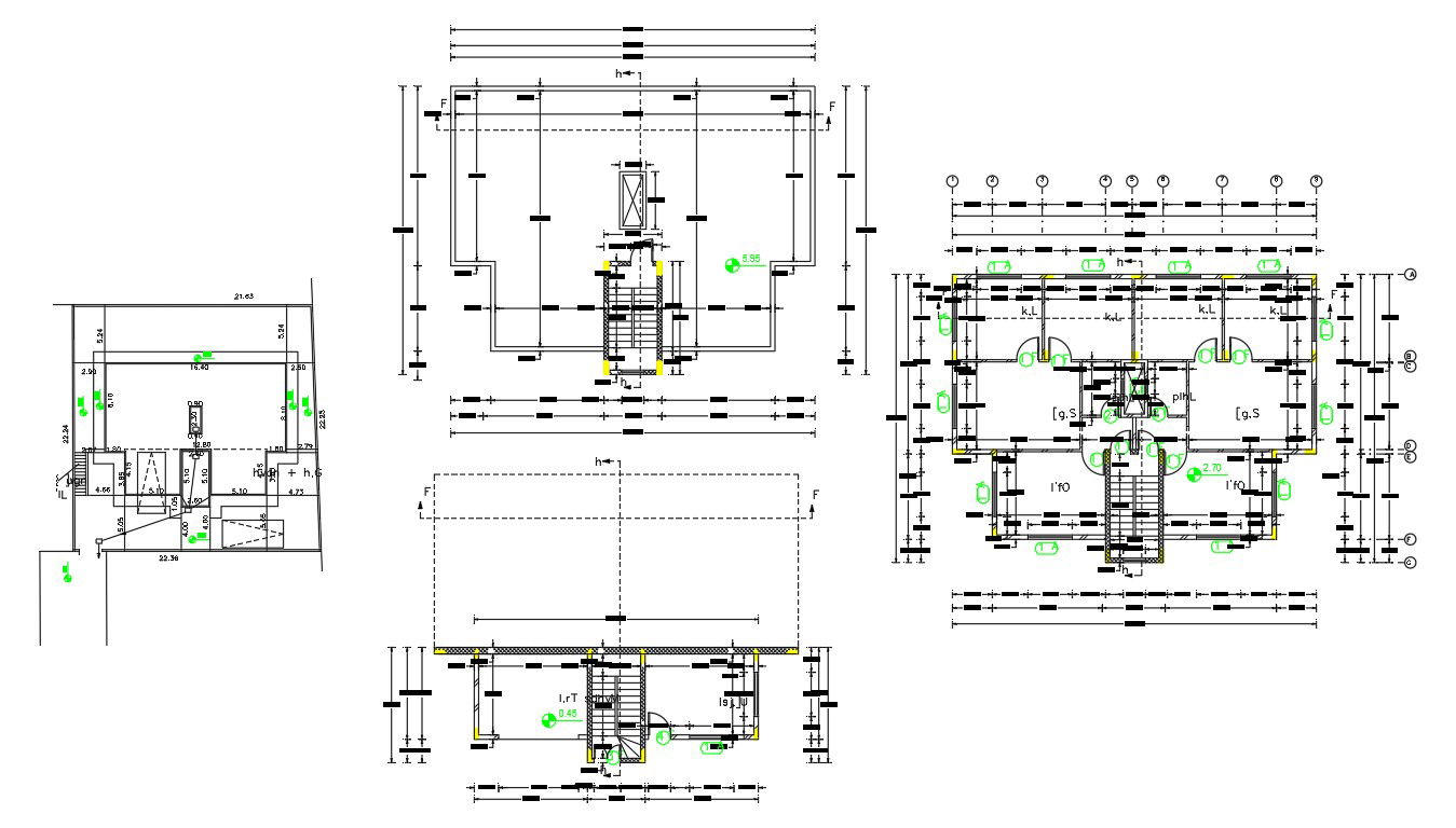 Floors Plan Of Two BHK Apartment Design With Dimension DWG